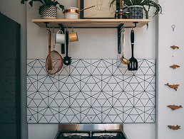 Tile backsplash and spice rack